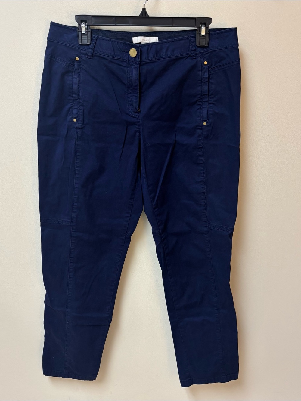 Chico's Navy Blue Crop Utility Cargo Pants Size 1 (size 8-10/Medium)